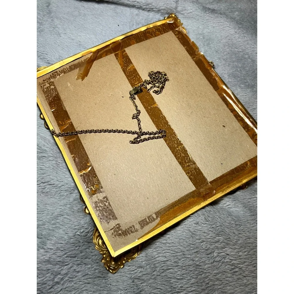 Vintage Ornate Gold Frame Floral Rose Print Cottagecore Victorian Wall Decor